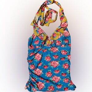 Matilda Jane Vibrant Blue and Red Floral Tankini Swimwear Size Medium